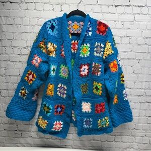 Colorful Crochet Cardigan one size handmade